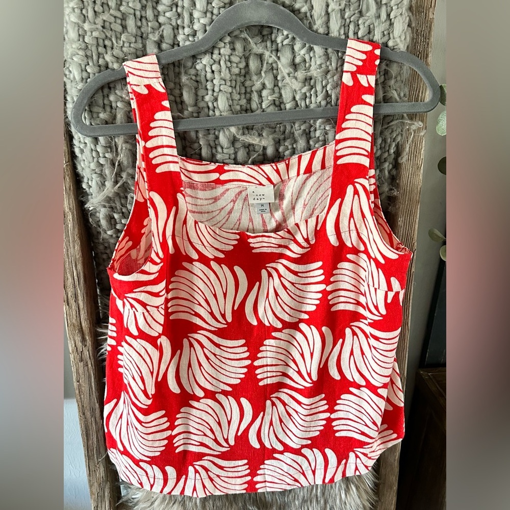 a new day Red and White Tank Top